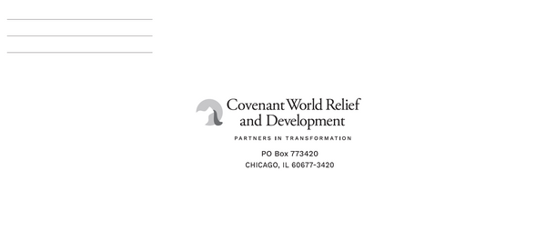 Covenant World Relief and Development Offering Envelopes