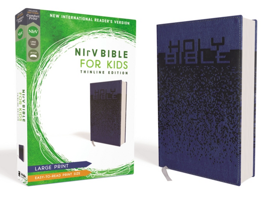 Nirv, Bible for Kids, Large Print, Leathersoft, Blue, Comfort Print: Thinline Edition - Large Print