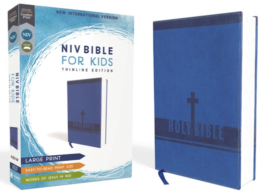 NIV Bible for Kids Thinline edition Large Print (Blue Leathersoft cover)