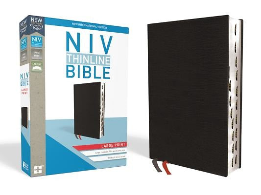 NIV Large Print Thinline Reference Bible (Black Bonded Leather)