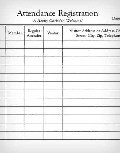 Attendance Registration Pads